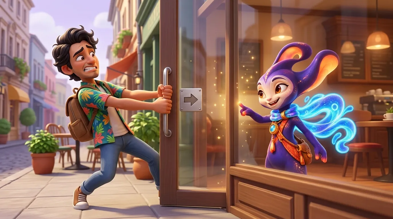 Duas máscaras ilustrativas representando falsos cognatos entre inglês e português